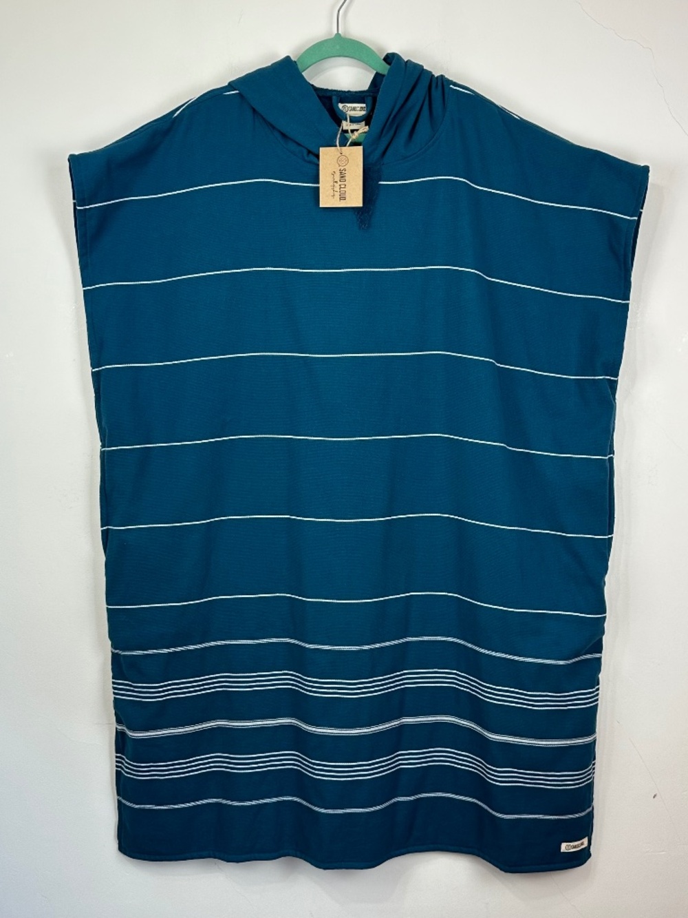 NWT Sandcloud 100% Organic Cotton Hooded Teal Beach Poncho OS Beach Resortwear